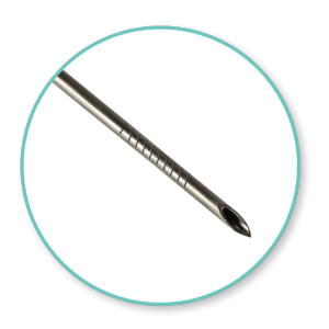 Tapered echogenic needle 21G to 19G